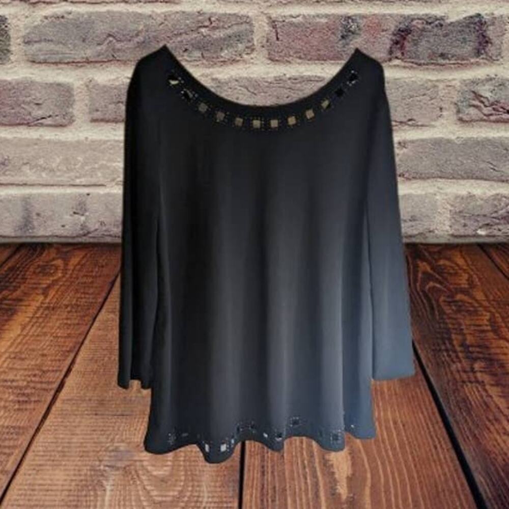 Limited Collection Large Black Poly blend Stretch top.